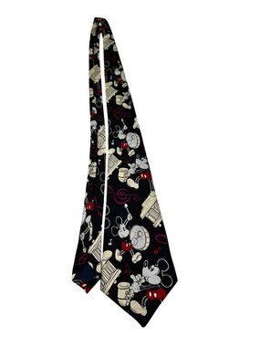 Vintage Empire High Fashion Marching Band Mickey Mouse Musical Silk Tie Black